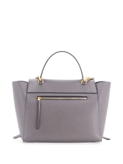 Pre-owned Celine Belt Bag Textured Leather Mini Shoulder Bag In Grey