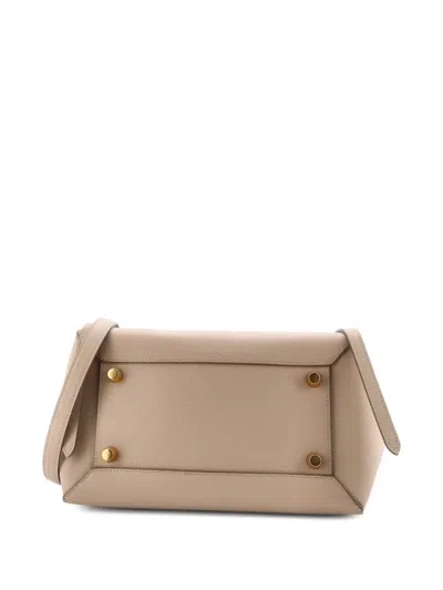 Pre-owned Celine Belt Bag Textured Leather Mini Shoulder Bag In Neutral