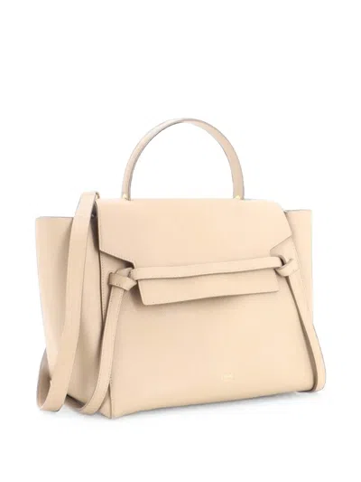 Pre-owned Celine Belt Bag Textured Leather Mini Shoulder Bag In Neutrals