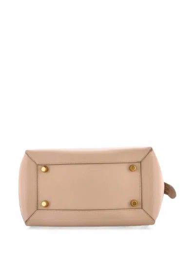 Pre-owned Celine Belt Bag Textured Leather Mini Shoulder Bag In Neutrals