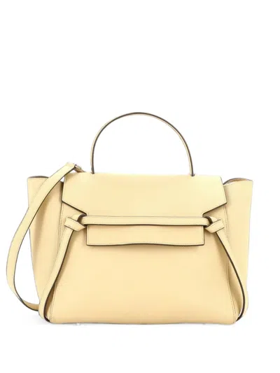 Pre-owned Celine Belt Bag Textured Leather Mini Shoulder Bag In Yellow