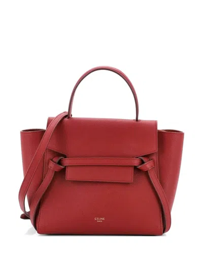 Pre-owned Celine Belt Bag Textured Leather Nano Shoulder Bag In Red