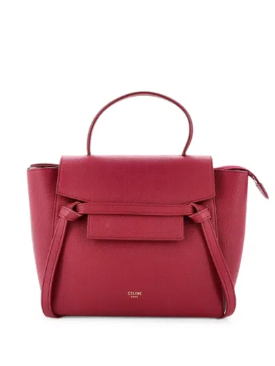 Pre-owned Celine Belt Bag Textured Leather Nano Shoulder Bag In Red