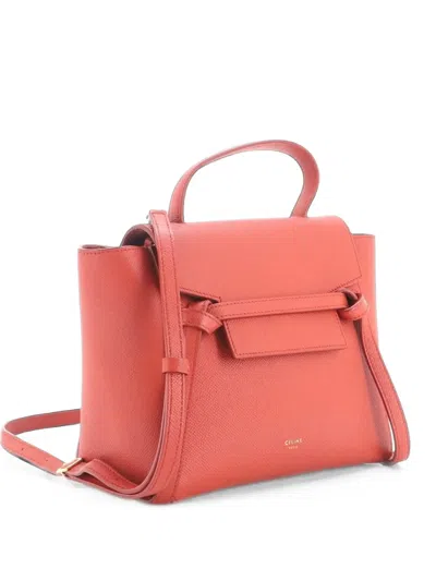 Pre-owned Celine Belt Bag Textured Leather Nano Shoulder Bag In Red