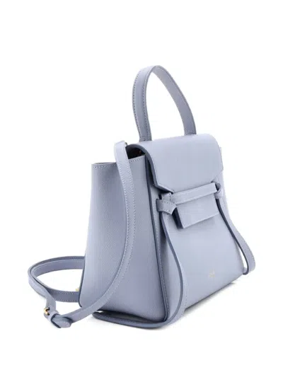 Pre-owned Celine Belt Bag Textured Leather Nano Shoulder Bag In Blue