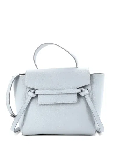 Pre-owned Celine Belt Bag Textured Leather Nano Shoulder Bag In Blue