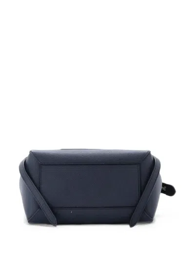 Pre-owned Celine Belt Bag Textured Leather Nano Shoulder Bag In Blue