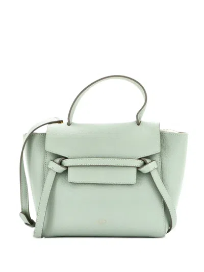 Pre-owned Celine Belt Bag Textured Leather Nano Shoulder Bag In Green
