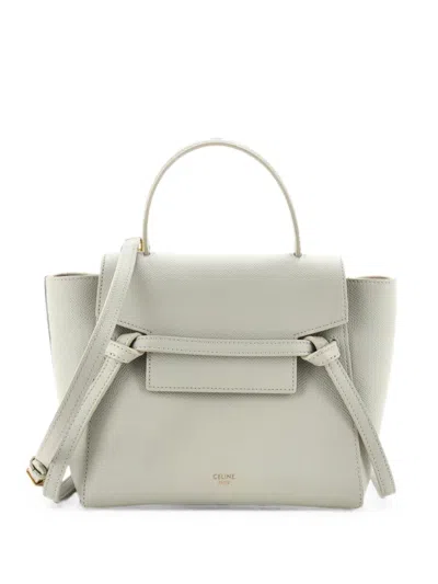 Pre-owned Celine Belt Bag Textured Leather Nano Shoulder Bag In Green