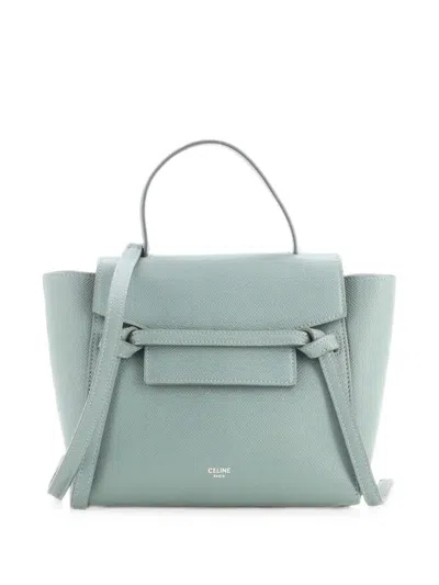Pre-owned Celine Belt Bag Textured Leather Nano Shoulder Bag In Green
