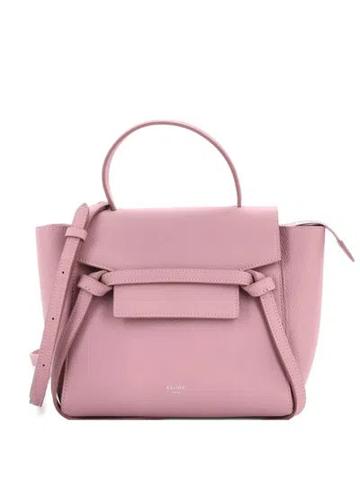 Pre-owned Celine Belt Bag Textured Leather Nano Shoulder Bag In Pink