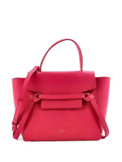 Pre-owned Celine Belt Bag Textured Leather Nano Shoulder Bag In Pink