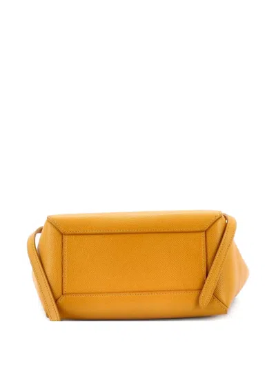 Pre-owned Celine Belt Bag Textured Leather Nano Shoulder Bag In Yellow