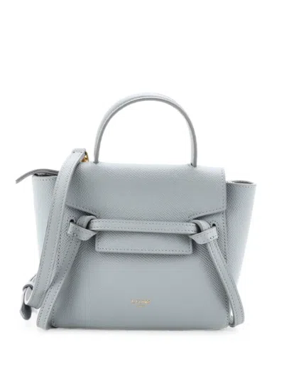 Pre-owned Celine Belt Bag Textured Leather Pico Shoulder Bag In 蓝色