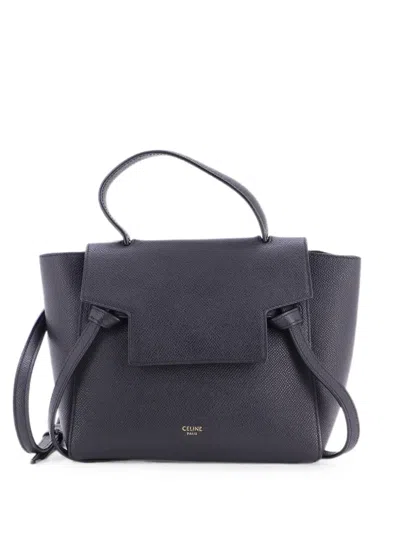 Pre-owned Celine Belt Bag Textured Leather Pico Shoulder Bag In Black