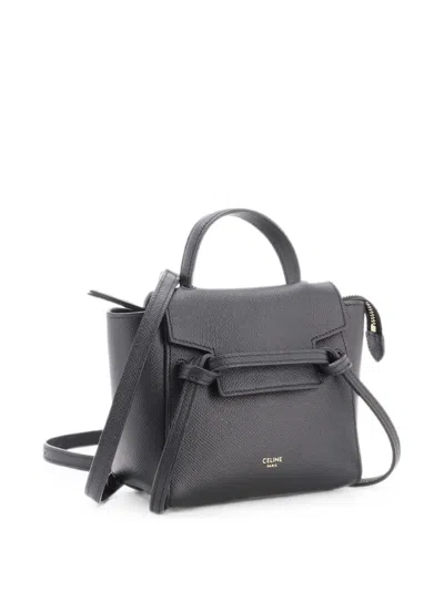 Pre-owned Celine Belt Bag Textured Leather Pico Shoulder Bag In Black