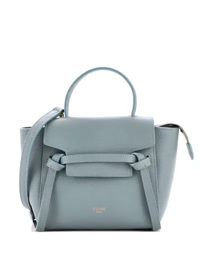 Pre-owned Celine Belt Bag Textured Leather Pico Shoulder Bag In Green