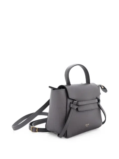 Pre-owned Celine Belt Bag Textured Leather Pico Shoulder Bag In Grey