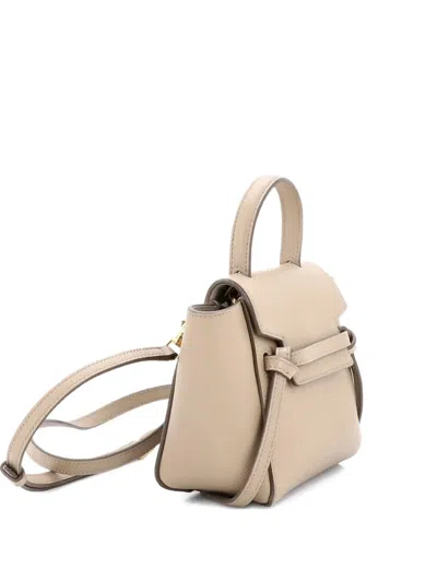Pre-owned Celine Belt Bag Textured Leather Pico Shoulder Bag In Neutral
