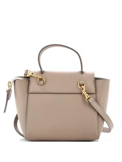 Pre-owned Celine Belt Bag Textured Leather Pico Shoulder Bag In Neutral