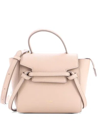Pre-owned Celine Belt Bag Textured Leather Pico Shoulder Bag In Neutral