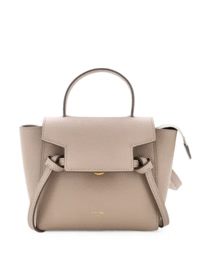 Pre-owned Celine Belt Bag Textured Leather Pico Shoulder Bag In Neutrals