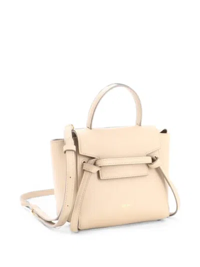 Pre-owned Celine Belt Bag Textured Leather Pico Shoulder Bag In Neutrals