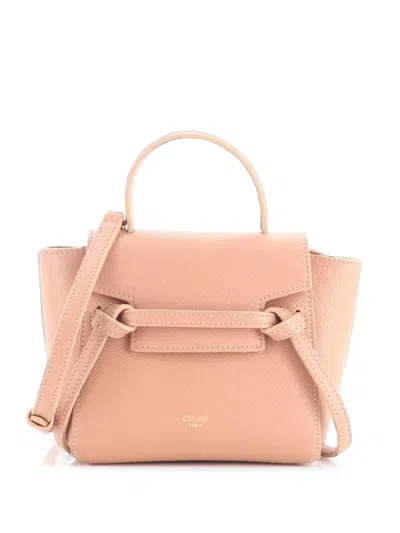 Pre-owned Celine Belt Bag Textured Leather Pico Shoulder Bag In Neutrals