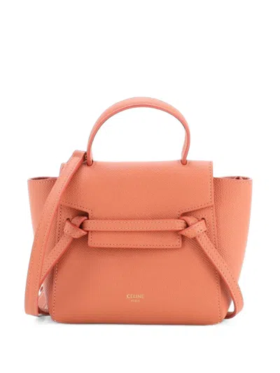 Pre-owned Celine Belt Bag Textured Leather Pico Shoulder Bag In Pink