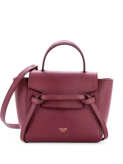 Pre-owned Celine Belt Bag Textured Leather Pico Shoulder Bag In Purple