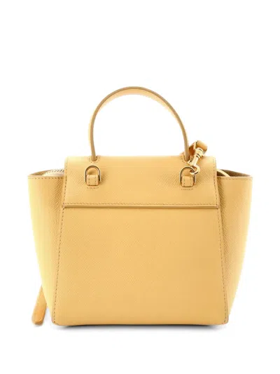 Pre-owned Celine Belt Bag Textured Leather Pico Shoulder Bag In Yellow