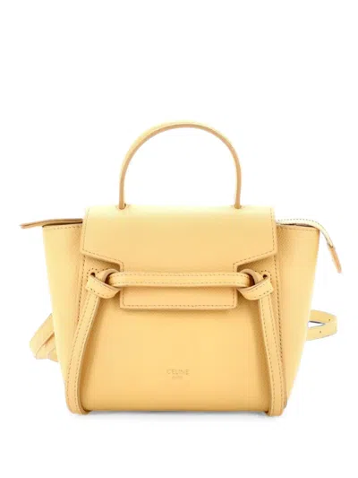 Pre-owned Celine Belt Bag Textured Leather Pico Shoulder Bag In Yellow
