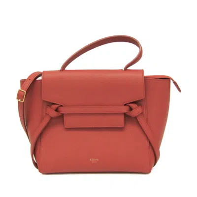 Pre-owned Celine Belt Bag Textured Leather Red Leather Handbag ()
