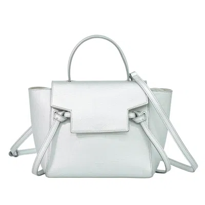 Pre-owned Celine Belt Bag Textured Leather Silver Leather Handbag ()