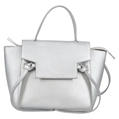 Pre-owned Celine Belt Bag Textured Leather Silver Leather Handbag ()