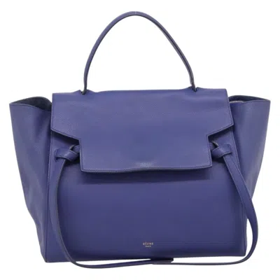 Pre-owned Celine Belt Leather Blue Leather Handbag ()