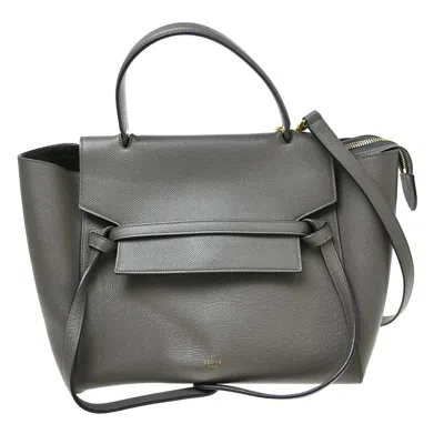 Pre-owned Celine Belt Leather Gray Leather Handbag ()