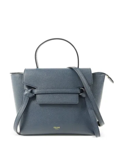 Pre-owned Celine Belt Leather Tote Bag In Blue
