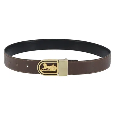 Pre-owned Celine Belt Leather With Metal Brown Leather Belts Accessory ()