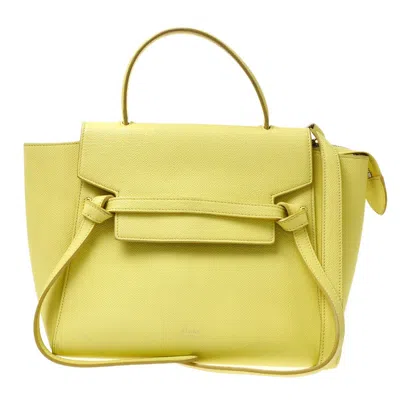 Pre-owned Celine Belt Leather Yellow Leather Handbag ()