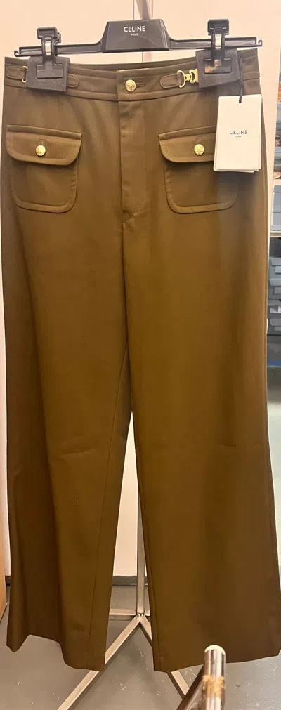 Celine Belt-loop Casual Pants In Brown