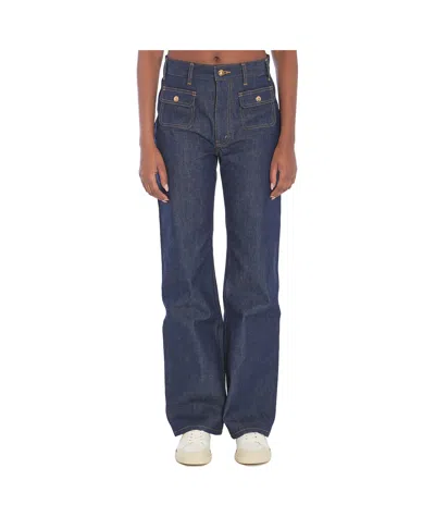Celine Belt Loop Jeans In Blue