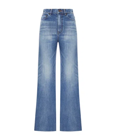 Celine Belt Loop Jeans In Blue