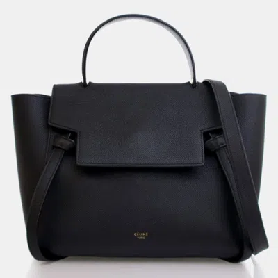 Pre-owned Celine Belt Micro Black Calfskin Leather Top Handle Bag