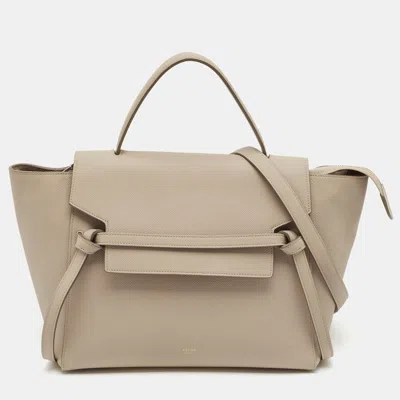 Pre-owned Celine Belt Mini Beige Leather Top Handle Bag In Sand