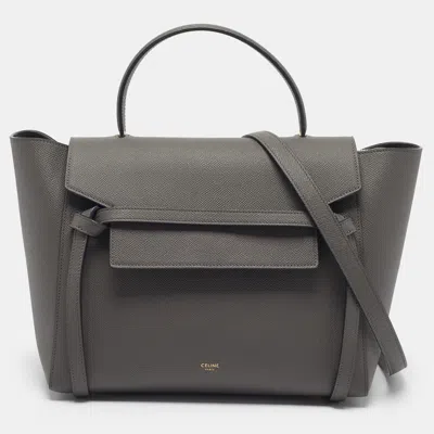 Pre-owned Celine Belt Mini Grey Leather Top Handle Bag