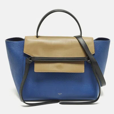 Pre-owned Celine Belt Mini Tricolor Leather Top Handle Bag In Multi