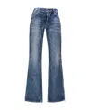 Celine Belt Ring Denim Trousers In Blue