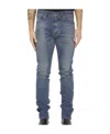 Celine Belt Ring Denim Trousers In Gray