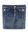 Celine Denim Mini Skirt With Vintage Effect In Blue